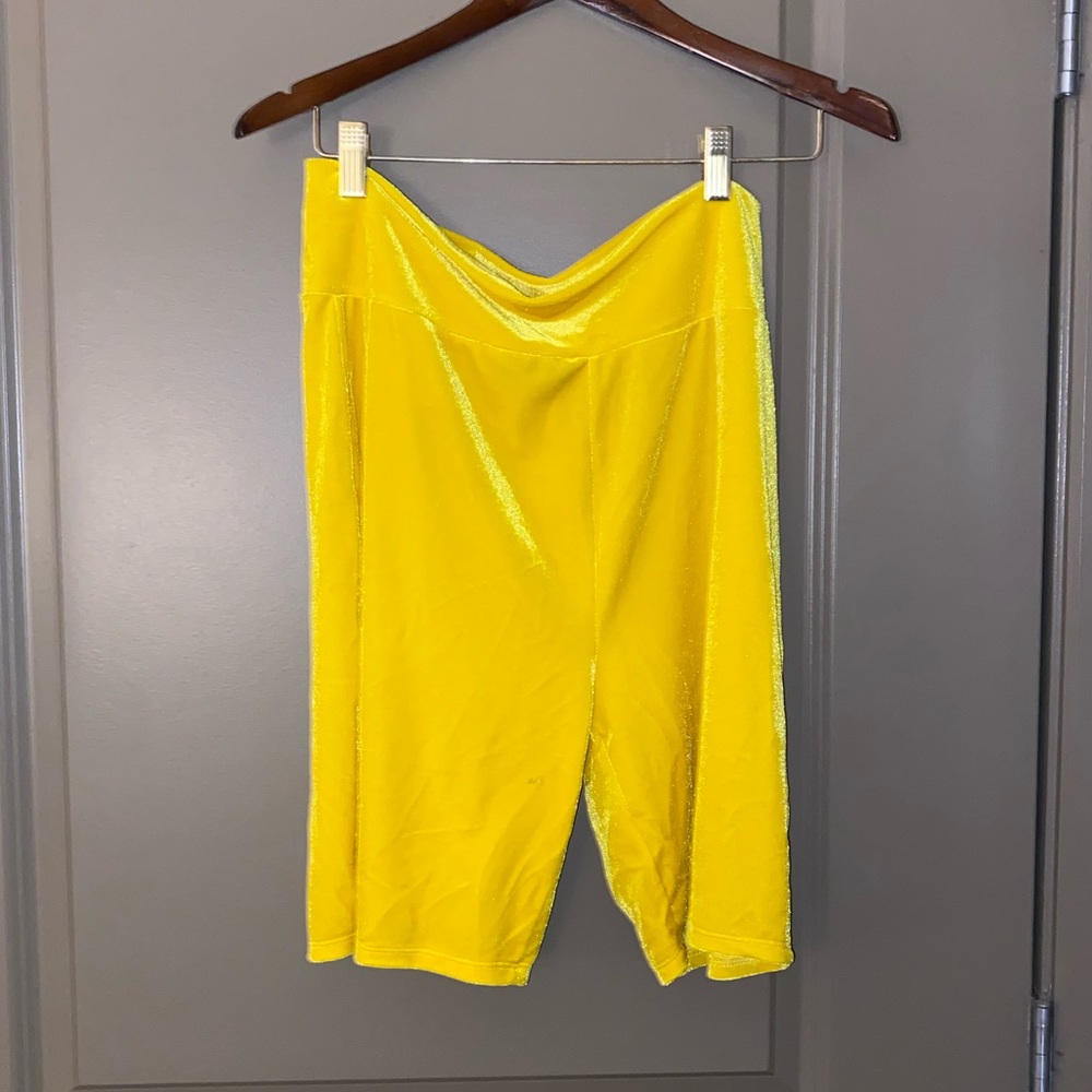 Yellow Velour Bike Shorts